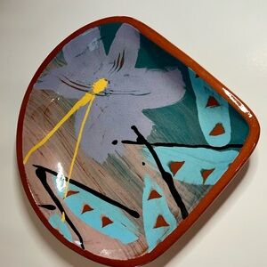 Vintage Lisa Carlson Colorful Pottery Dish Plate